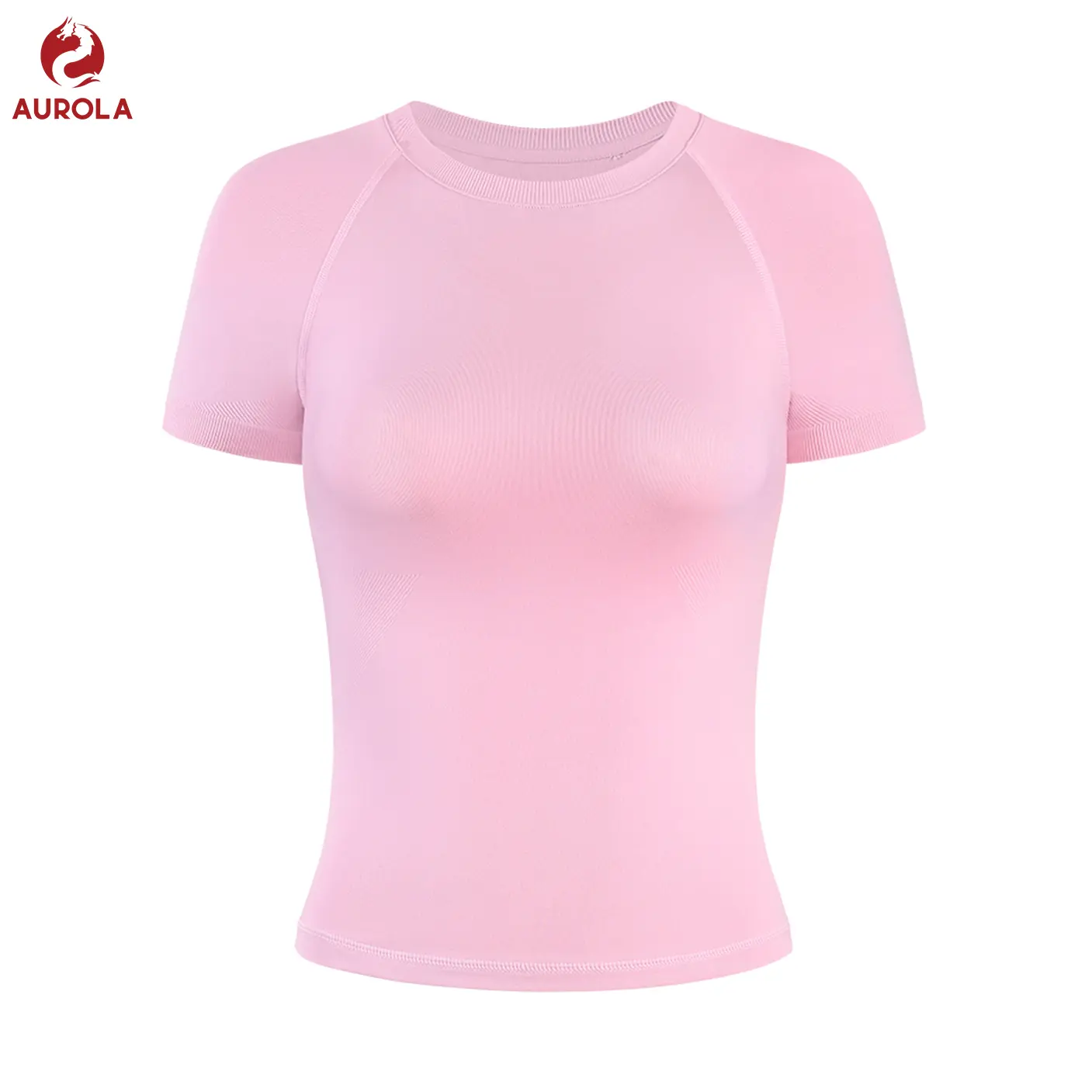 AUROLA Influence Seamless Workout T Shirt for Women, Short Sleeve Slim Fit Basic Tee Yoga Gym Going Out Crop Top in Sweet Pink tiktokshopbacktoschool