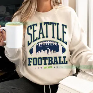 [Sale Up To 30%] Seattle Football Vintage Sweatshirt T-Shirt, Seattle Seahawk Football Crewneck Sweatshirt, Seahawk Fan Gift, Retro Seattle Football Fan