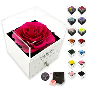 Eternal Rose Gift Box with Hidden Necklace "I Love You" in 100 Languages - Best Wishes Packaging & Rose Design