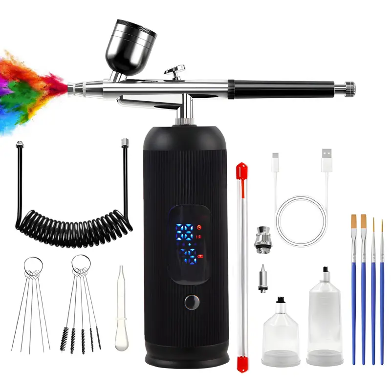 Airbrush Pen Kit With Compressor,Rechargeable High Pressure Air Brush Set Cordless Airbrush Kit with 0.3mm Nozzle for Painting,Doodling,Coloring,Cake Decor,Makeup,Modeling, Expert Airbrush Kit, Airbrush Tool, Paint Spraying Tool
