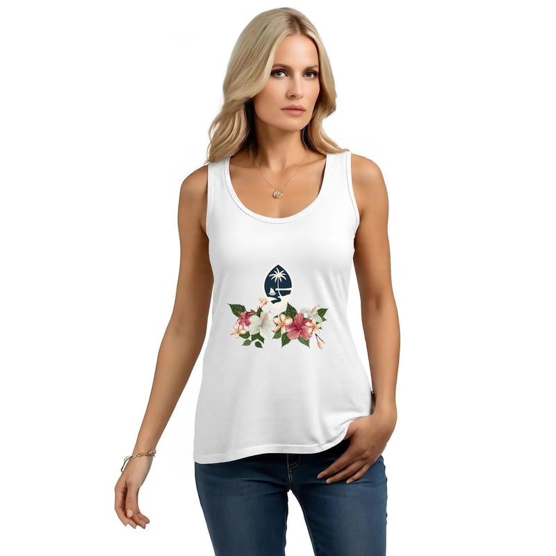 Hawaiian Floral Graphic Tank - Unisex Cotton Tropical Top Hawaiian Floral Graphic Tank - Unisex Cotton Tropical Top