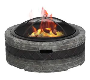 HEATMAXX Outdoor Wood Burning Cast Stone Fire Pit