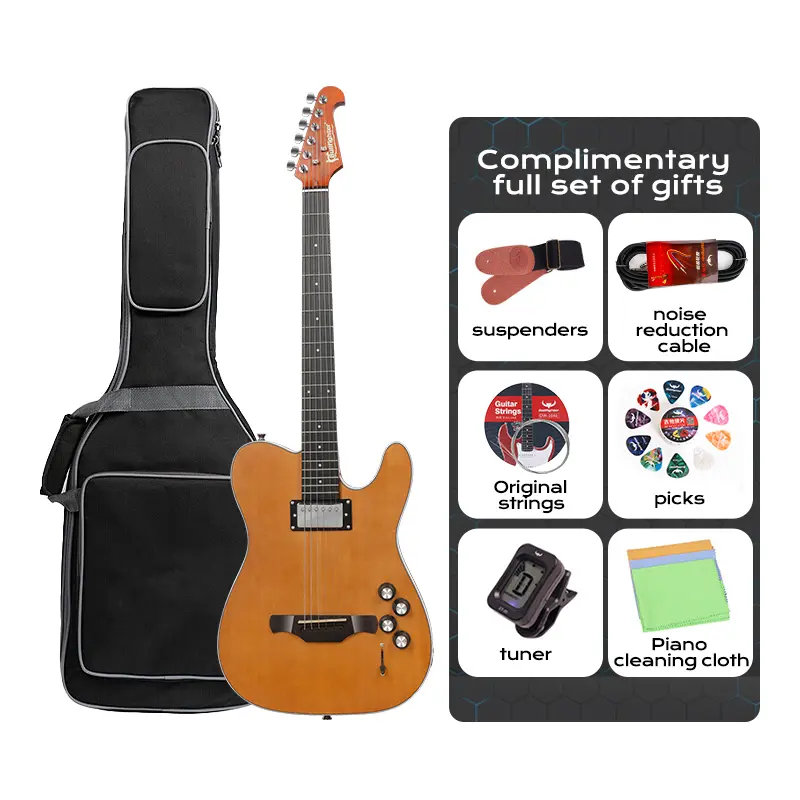 Bullfighter K10 Hybrid Silent Guitar – 2-in-1 Acoustic & Electric Modes, Built-in Chorus & Reverb Effects, Solid Maple Body, Lightweight & Portable – Perfect for Home Practice, Travel, and Stage Performance