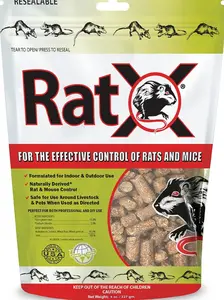 EcoClear Products 620200-6D MouseX Pellets for Rats & Mice Control 8 oz Bag Safe Natural Ingredients EPA Approved for Homes Barnyards Industrial Buildings Livestock Areas