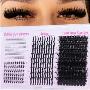 Wispy Lash Clusters With Spikes Volume Eyelash Clusters With 2 Styles Bottom Lashes 100D Mink Cluster Eyelash Extensions 380PCS Spiky Individual Lashes With Bottom Lash Clusters By WXDDS