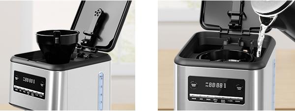 Coffee Maker, Drip Coffee Machine, 14-Cup Glass Carafe, Programmable, Delay Brew, Keep Warm, with Touch Screen, Stainless Steel,Silver