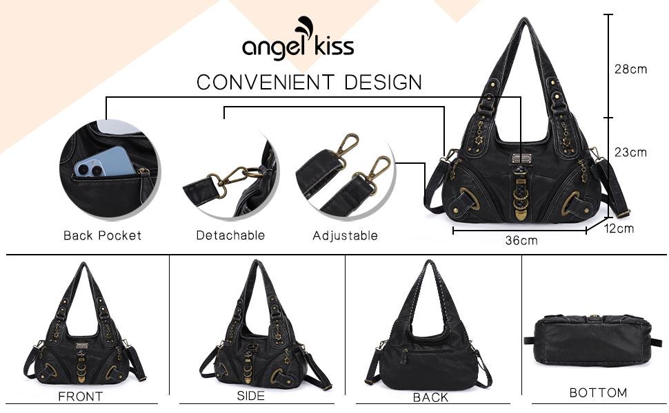 Angel Kiss Vintage Crossbody Bag (14"x5"x13") - PU Hobo Satchel Purse, Medium Lightweight Elegant Convertible Stylish Women's Work Bag, Ideal for Summer Daily Use & GF Gift,sohochic