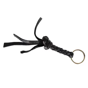 Ohlay Genuine Leather Handmade Braided Key Ring Black Chain