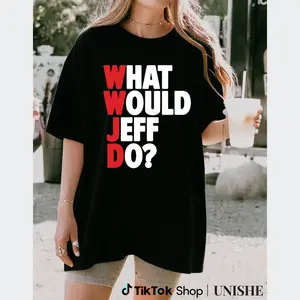 Unisex Funny Jeff Quote T-Shirt - "WHAT WOULD JEFF DO?" Red Print Crew Neck Tee