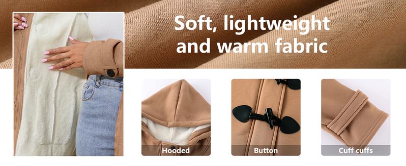 Arssm Women’s Sherpa Duffle Coat – Fleece Lined Winter Jacket, Warm Casual Outerwear, Cozy Button Down Hooded Coat for Cold Weather