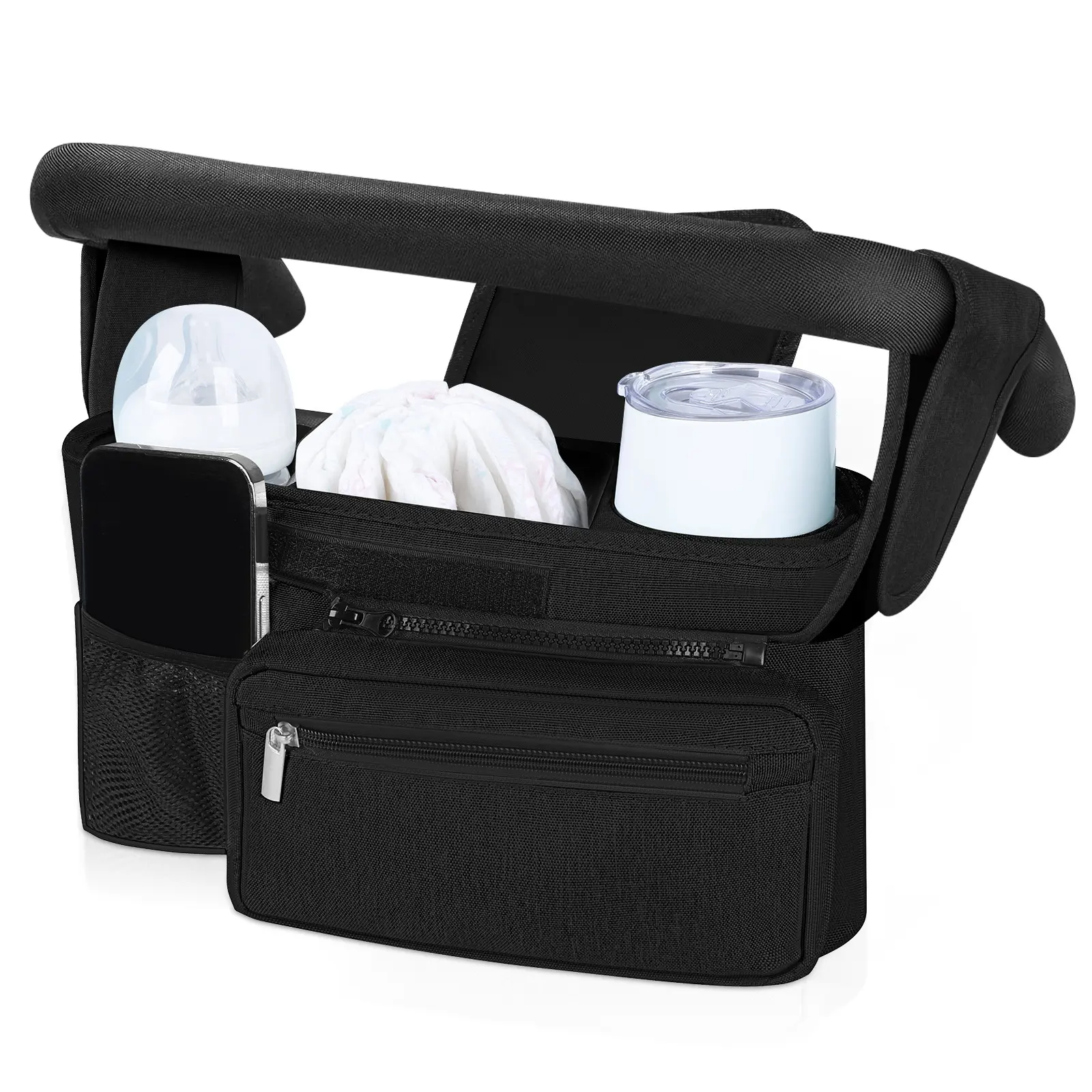 Baby stroller diaper Bag,Baby stroller carry bag,Universal Stroller Organizer with Insulated Cup Holder Detachable Phone Bag & Shoulder Strap, Fits for Stroller Like Uppababy, Baby Jogger, Britax, BOB, Umbrella and Pet Stroller， baby bags girl sohochic