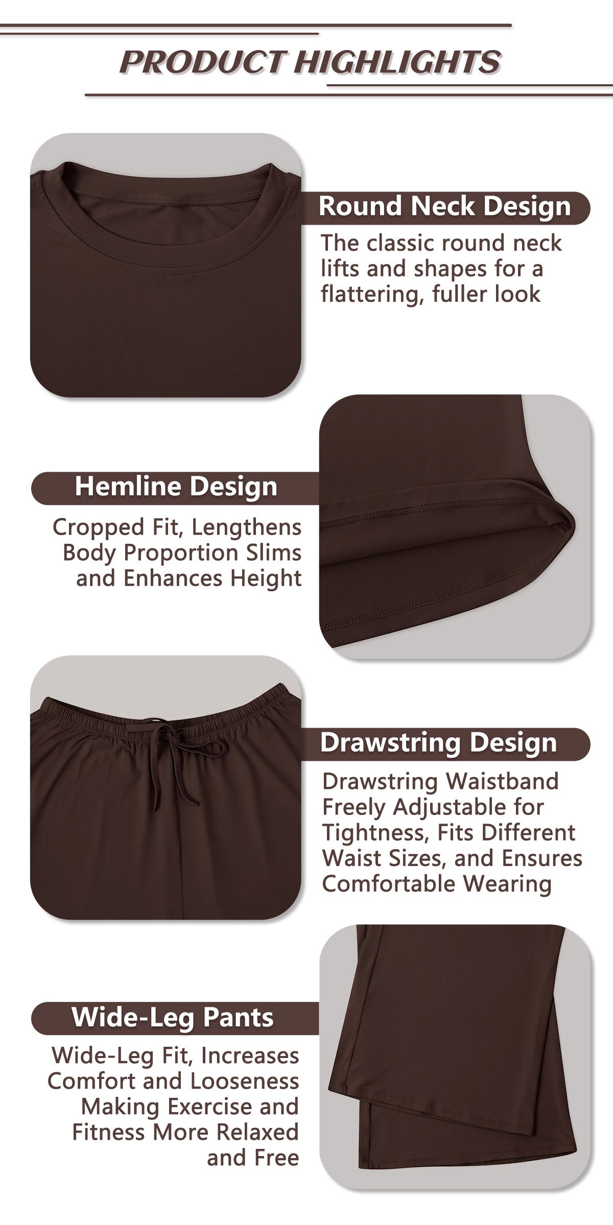 TimeOFF Women's 2-Piece Activewear Set Long-Sleeve Crop Top & Wide-Leg Pants Stretchy Fabric for Yoga Leisure Daily Active Scenarios Workout Running Clothes