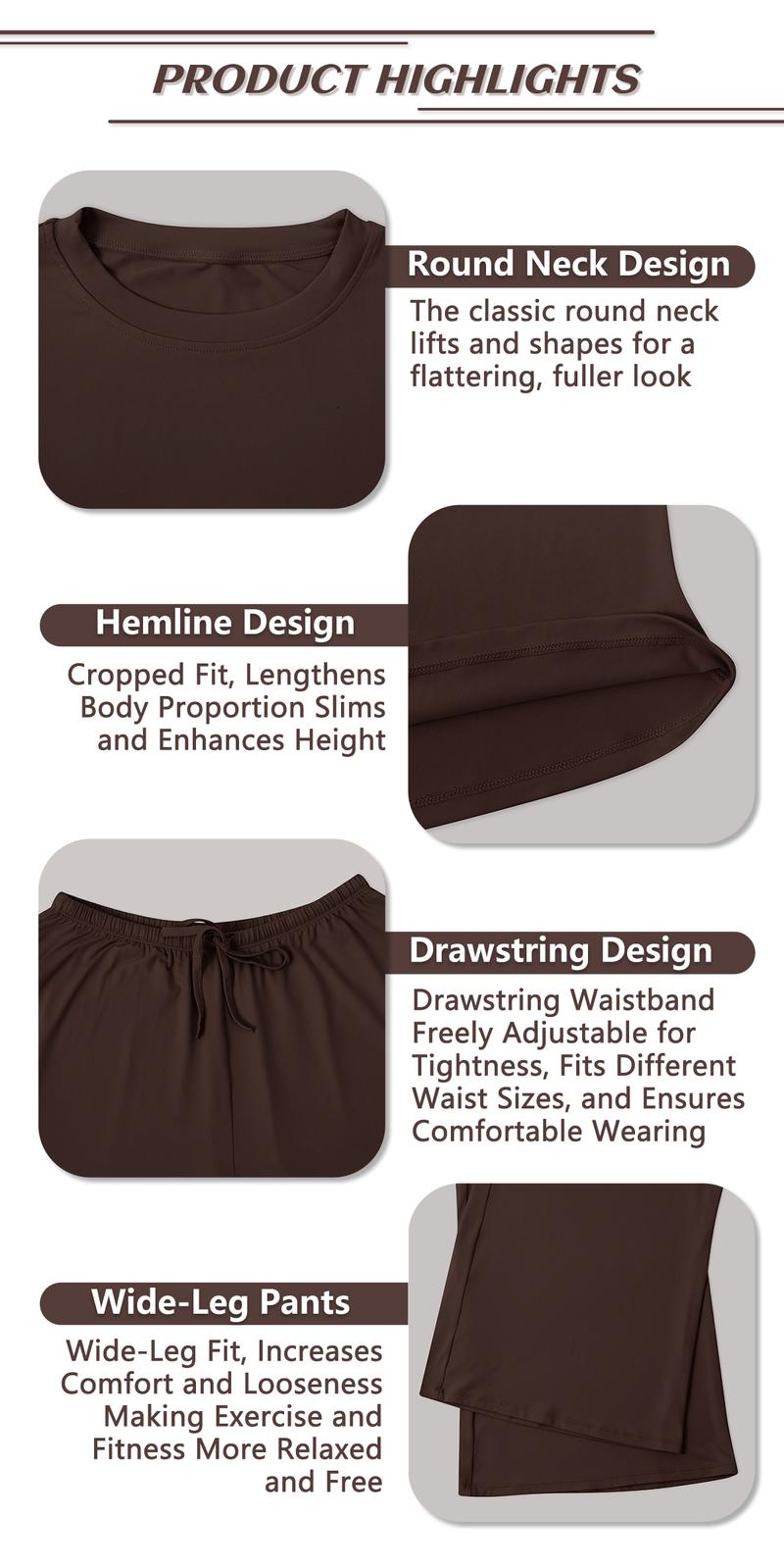 TimeOFF Women's 2-Piece Activewear Set Long-Sleeve Crop Top & Wide-Leg Pants Stretchy Fabric for Yoga Leisure Daily Active Scenarios Workout Running Clothes