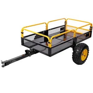 Heavy-Duty Tow-Behind Dump Cart 1000/1500 lbs Load Capacity Solid Steel Bed 16x6.5-inch Tires for ATV UTV Lawn Mower Tractor Yard Garden Farm Hauling