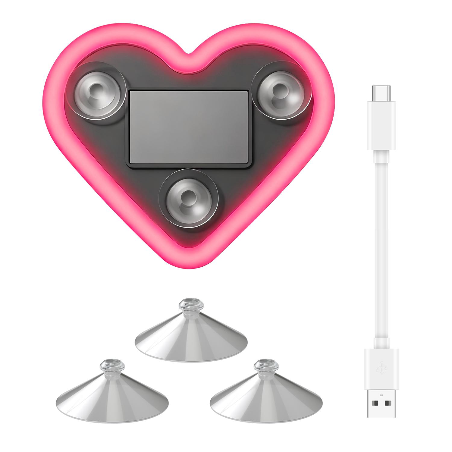 DUFIKKI Solar Powered Wireless LED Triangle Heart Shape C-Pillar Neon Light for Car Interior Decor Eco-Friendly Modern Stylish Look