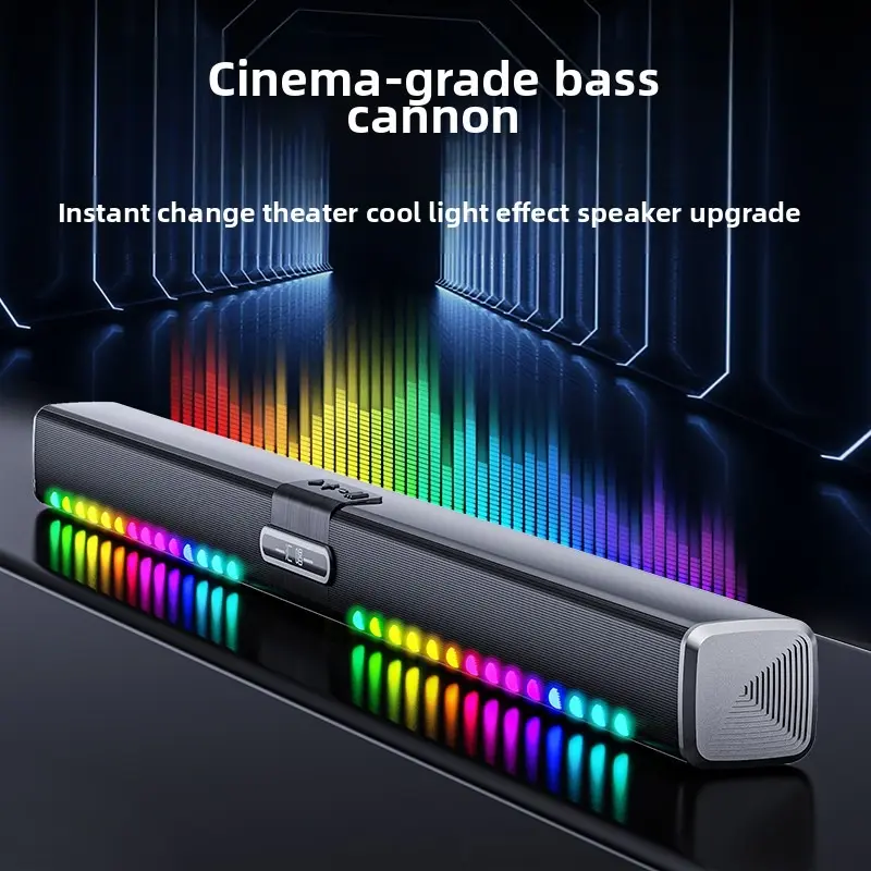 HUICHANG 10-Speaker RGB Soundbar Sound System, 34.6 inches Wireless Bluetooth 5.3 Slim Design, 300W Peak Power, Deep Bass Speakers, 45kHz, TWS Stereo, Piano Black Finish, AUX USB Coax Inputs, Ideal for Home Theater, Gaming, Tws Sync, 9D Bass