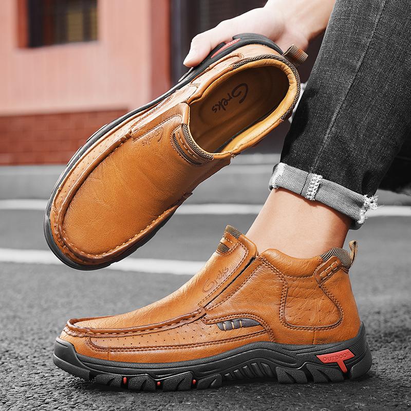 GREKS Men's Slip-On Boots with Flexible Rubber Sole Comfortable for Fall Casual Everyday Various Occasion Black Dark-Brown FallFreshness GREKS Men's Slip-On Boots with Flexible Rubber Sole Comfortable for Fall Casual Everyday Various Occasion Black Dark-Brown FallFreshness