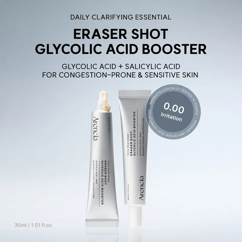 Eraser Shot Glycolic Acid Booster, Daily Clarifying Multi-Acid Formula for Smoother, Clear-Looking Skin | Cares for Sensitive, Breakout-prone Skin | Targets Bumpy Skin (30ml /1.01 fl. oz) | Korean Skincare, K-Beauty
