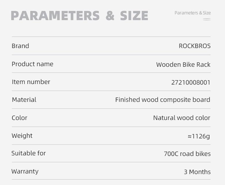 ROCKBROS Bike Stand Bicycle Parking Rack For 23-30/700C Support Wooden Bracket Bike Support Rack Wheel Holder