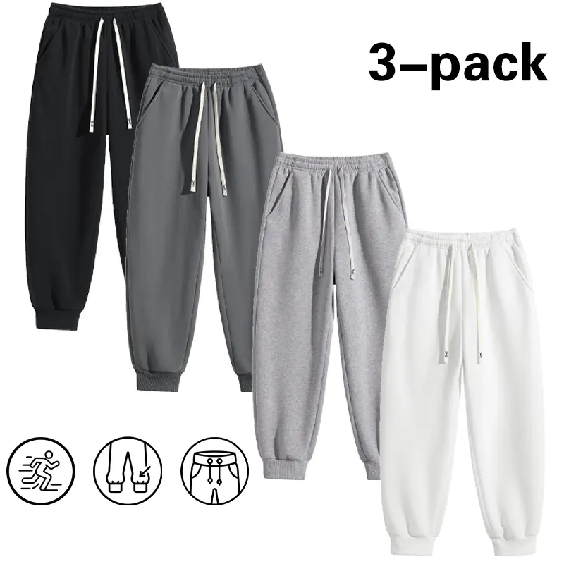 Men's Jogger Pants 3 Pack Elastic Waist Drawstring Sweatpants Casual Athletic Trousers with Pockets