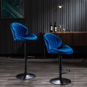 Bar Stools Set of 2 - Adjustable Barstools with Back and Footrest, Counter Height Bar Chairs for Kitchen, Main Color:(Blue/Black/Cream/Green/ Red)