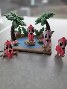 Flamingo Fidget Toy & Playset – 3D Printed Pink Flamingo Desk Toy