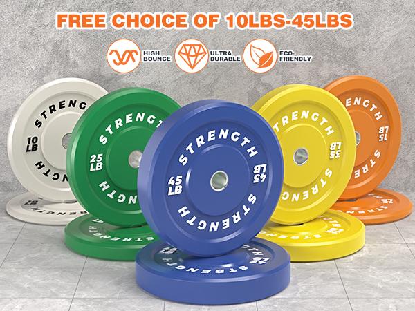 【 Olympic Games  Plates】Bearbro Colored Bumper Plates set, Color Olympic Bumper Plates, High Bounce Bumper Weight Plate with Steel Insert, 2-Inch Universal Fit, Strength Training Weight Lifting Plate for Fitness Workouts