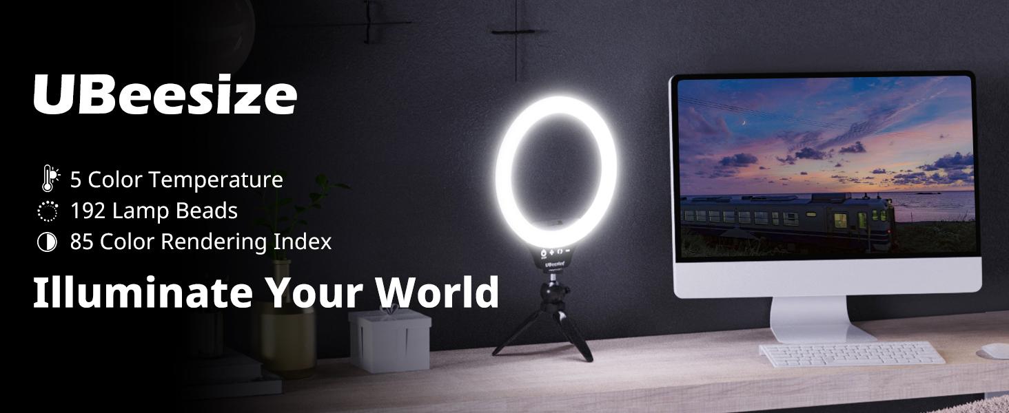 UBeesize 10" Selfie Ring Light with Bluetooth Tripod & Phone Holder Dimmable LED Light for Makeup TikTok YouTube Live Streaming Compatible with iPhone & Android