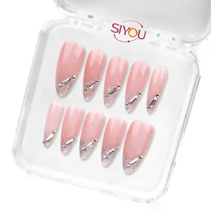 LUXY PEACH BLOOM Premium Handmade Press-On Nails Long-Lasting Long Almond Shape Glossy Pink Finish Soft Glossy Pink Clean Delicate Warmth Captures Style