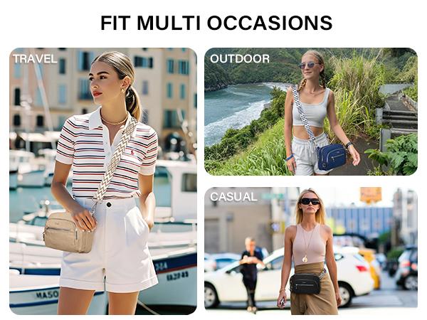 CLUCI TikTokShopSpringGlowUp Anti Theft Travel Essentials Crossbody Bag Convertible Belt Bag with Zipper Lock RFID Blocking & Waterproof for Travel