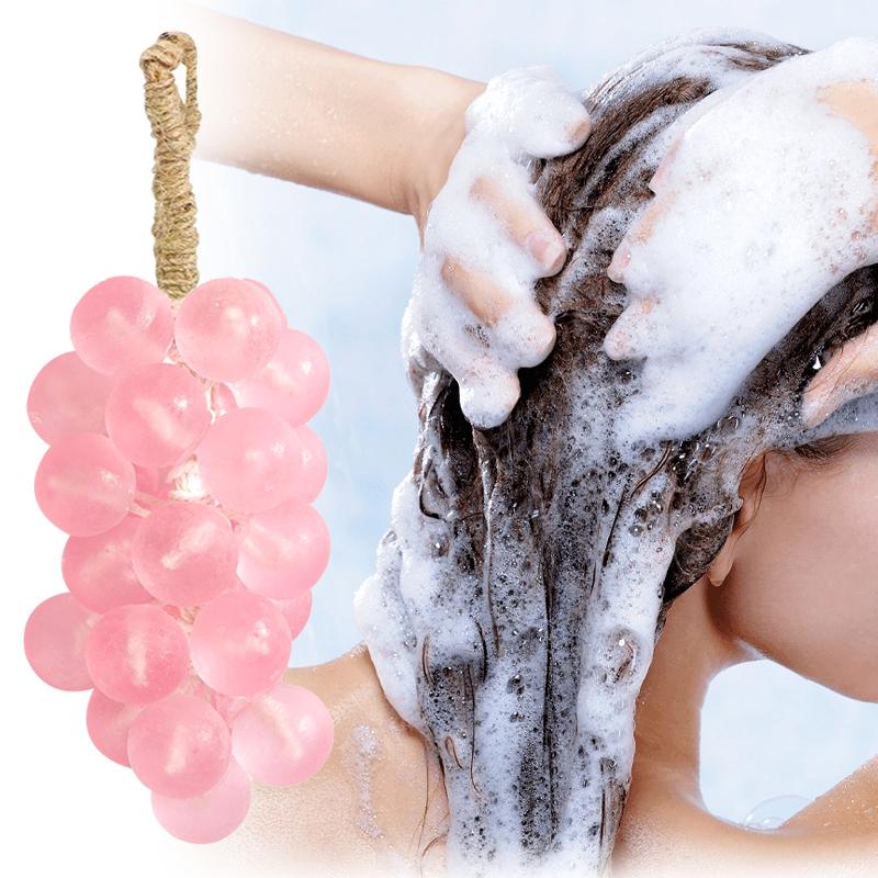 Grape Soap on a Ropes Decorative Aromatic Artisan Bar for Hand Wash Bath Fresh Air Large Bunch Crystal Purple Gift for Men Women