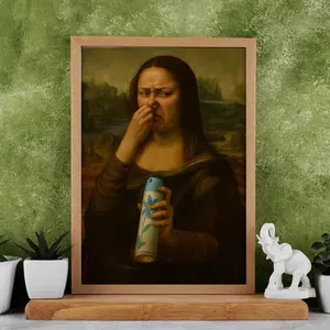 Funny Mona Lisa Bathroom Print Da Vinci Toilet Humor Parody Retro Wall Art for Modern Interiors 8x12 to 27x40 inches