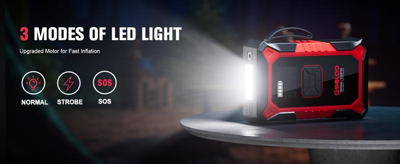 GOOLOO A3 Portable Car Jump Starter with Air Compressor, 3000A Car Battery Jump Starter (9.0 Gas/6.5L Diesel) with 150PSI Digital Tire Inflator Repair Tool Kit Vehicle