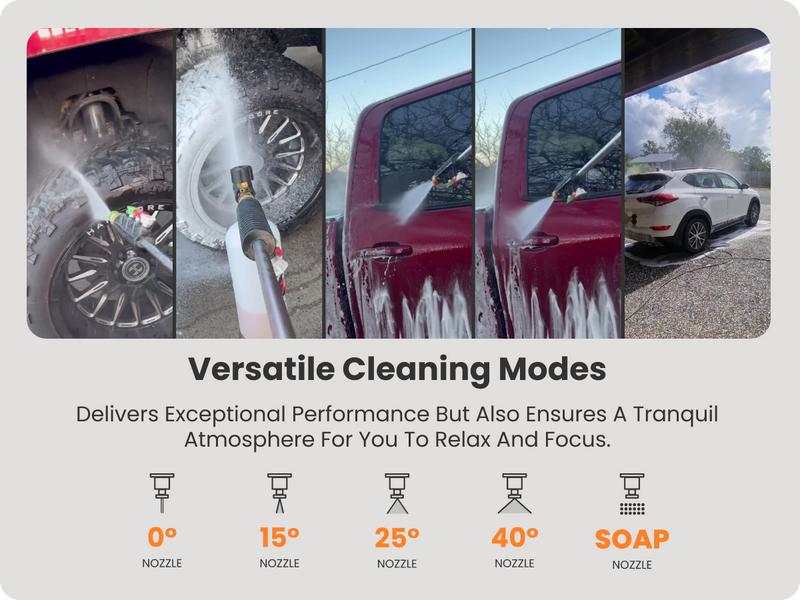 Giraffe Tools Grandfalls Retractable 2900 PSI & 2.2GPM Pressure Washer Essential with 100ft 2X Lower Noise for quite, Replaceable Hose 4 Spray Nozzles Easy Cleaning Anywhere