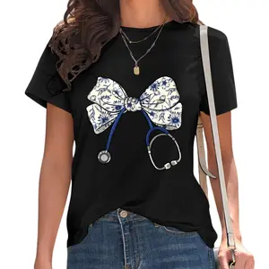 Coquette Bow Floral Nurse Tee – Perfect for Doctors and Nursing Staff