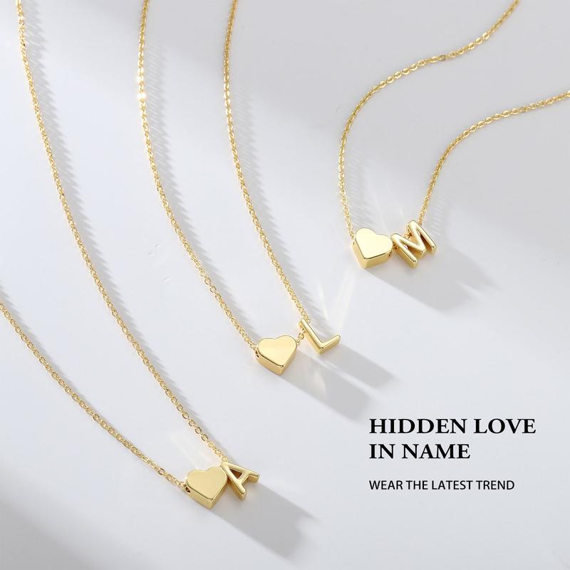Turandoss Tiny Initial Necklaces for Women Golden Heart Letter A-Z Necklace Dainty Heart Name Necklace Personalized Initial Tag Pendant Birthday Gifts Anniversary Gifts Jewelry for Women Girls Valentine’s Day Gift