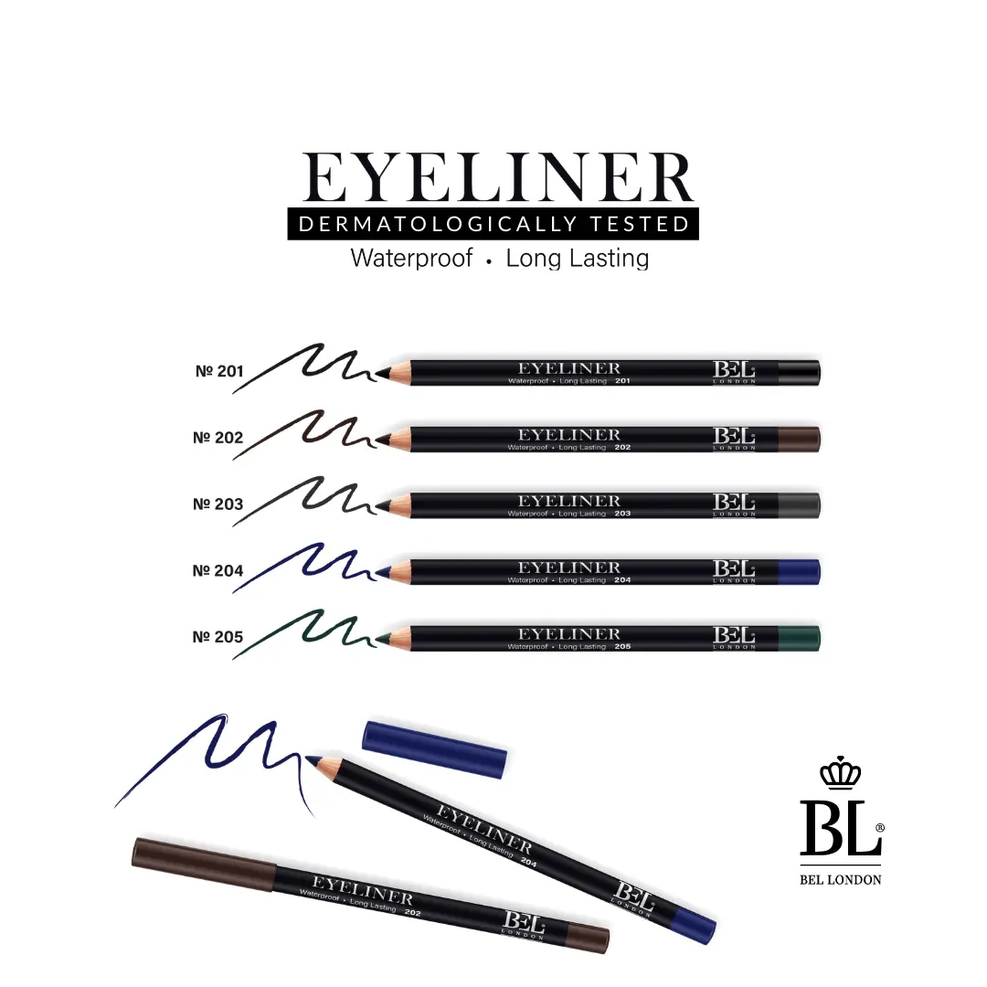 BEL London Waterproof Eyeliner Pencil – 5 Creamy Shades, Long-Lasting, Highly Pigmented, and Dermatologically Tested