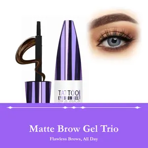 Matte Brow Gel Trio - 3 Colors Waterproof Sweatproof Easy Peel-Off Tinted for All Skin Types Long-Lasting Flawless Brows Daily & Valentine Gift