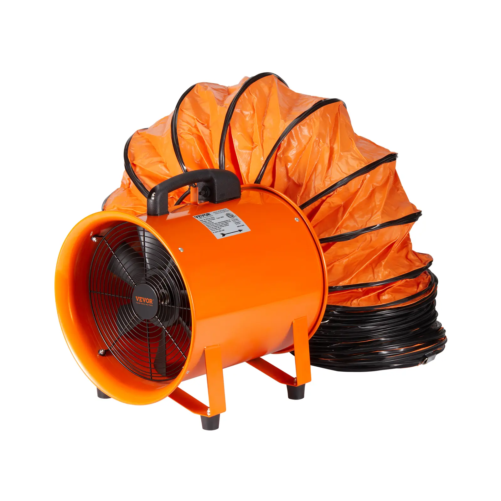【summerfinds】VEVOR Portable Ventilator, exhaust fan with duct hose for workshop, 12 Inch 585W 3198 CFM Heavy-Duty Cylinder Fan with 16.4 ft Duct Hose for Dust, Smoke, Fumes - Home, Workshop, Garage Use, Portable Blower Blowers, Ventilation Fan Booster