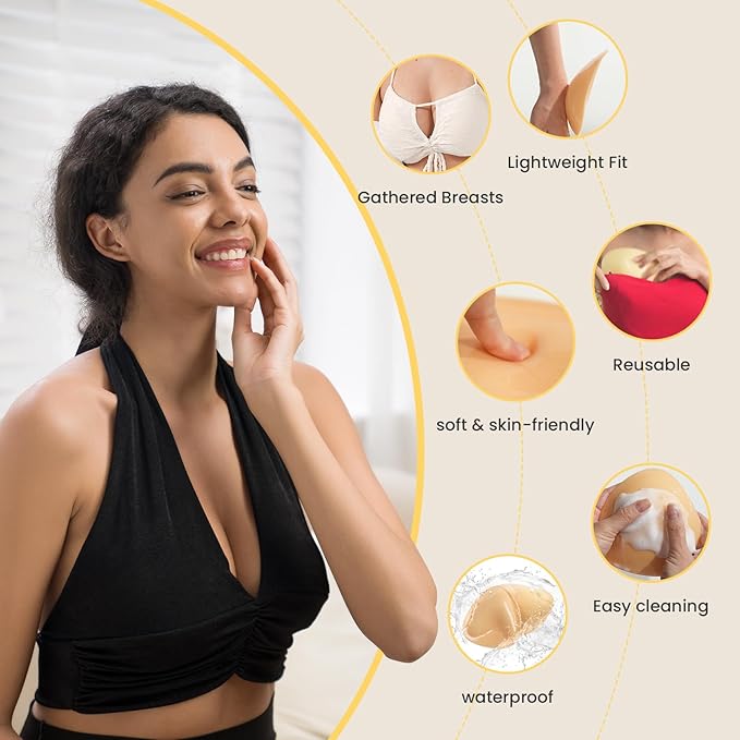 Nsolex Double Sided Sticky Bra  Inserts Patented Sticky Fashion Bra Inserts Increase 2 Cups Outfit enhancer Perfect For Dresses Bikinis Womenswear Clothes