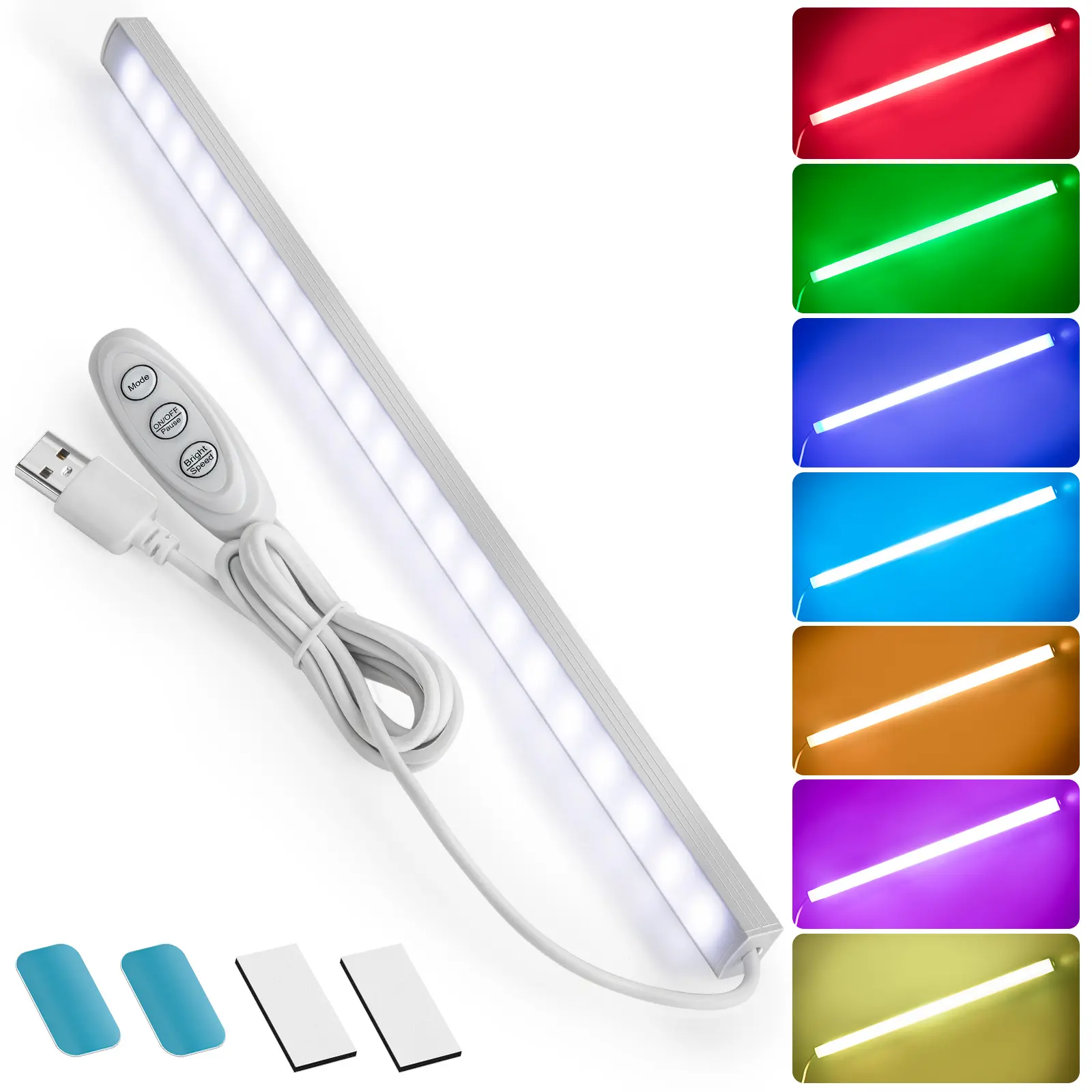 Dimmable RGB Under Cabinet Light Dynamic Modes with Memory Function, USB-Powered & Magnetic Mount Small Light Bar for TV Backlight, Gaming Desk, Shelf, Bedroom