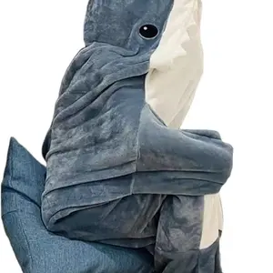 Shark Onesie Blanket SuperSoftFlannel Costume for Kids & Adults Home Sleeping Bag Loungewear Nightwear Basic Everyday Maxi Long Sleeve Minimalist Gift - Womenswear