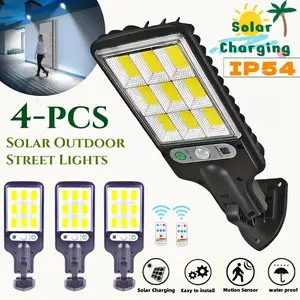 4-Pack Solar Wall Lights with Motion Sensor – 108 COB LED, IP54 Waterproof, Remote Control, 3 Modes for Garden, Yard, Porch & Garage, Ideal for Christmas & New Year Lighting