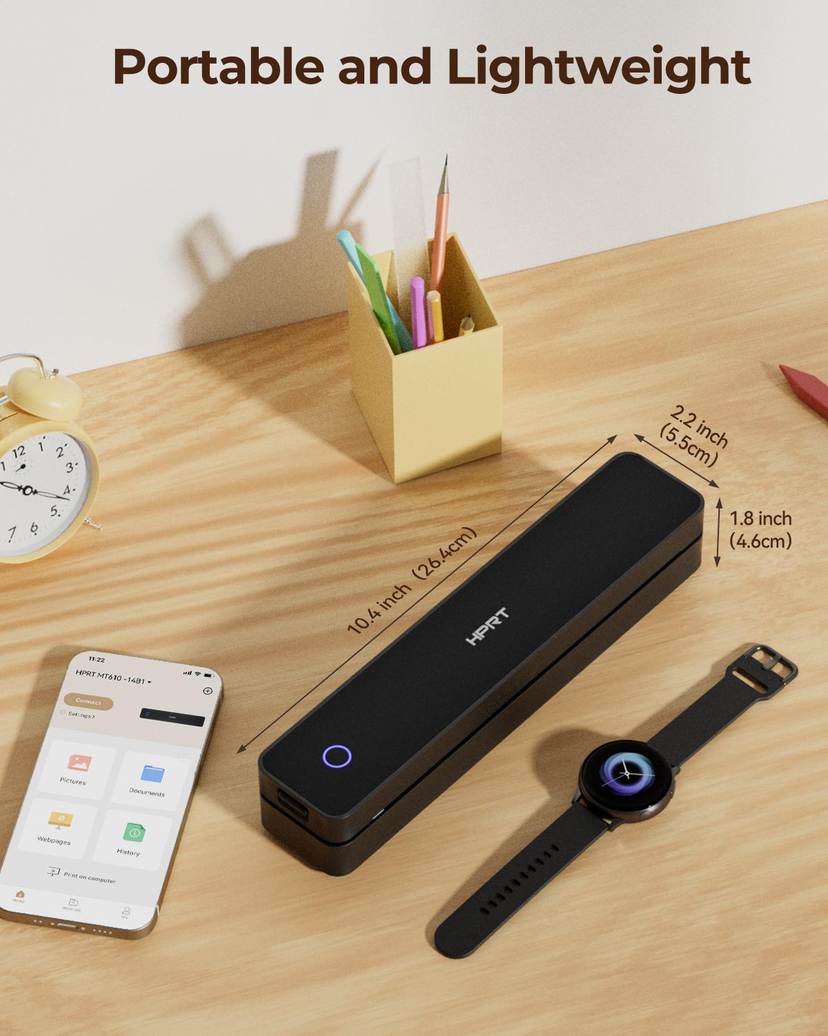 Inkless Portable Printer, Wireless Bluetooth Thermal Printer for Travel & Mobile Use, Compatible with iOS, Android, Laptop, Supports 8.5"x11" US Letter & A4 Paper, No Ink Needed, Ideal for Home & Office