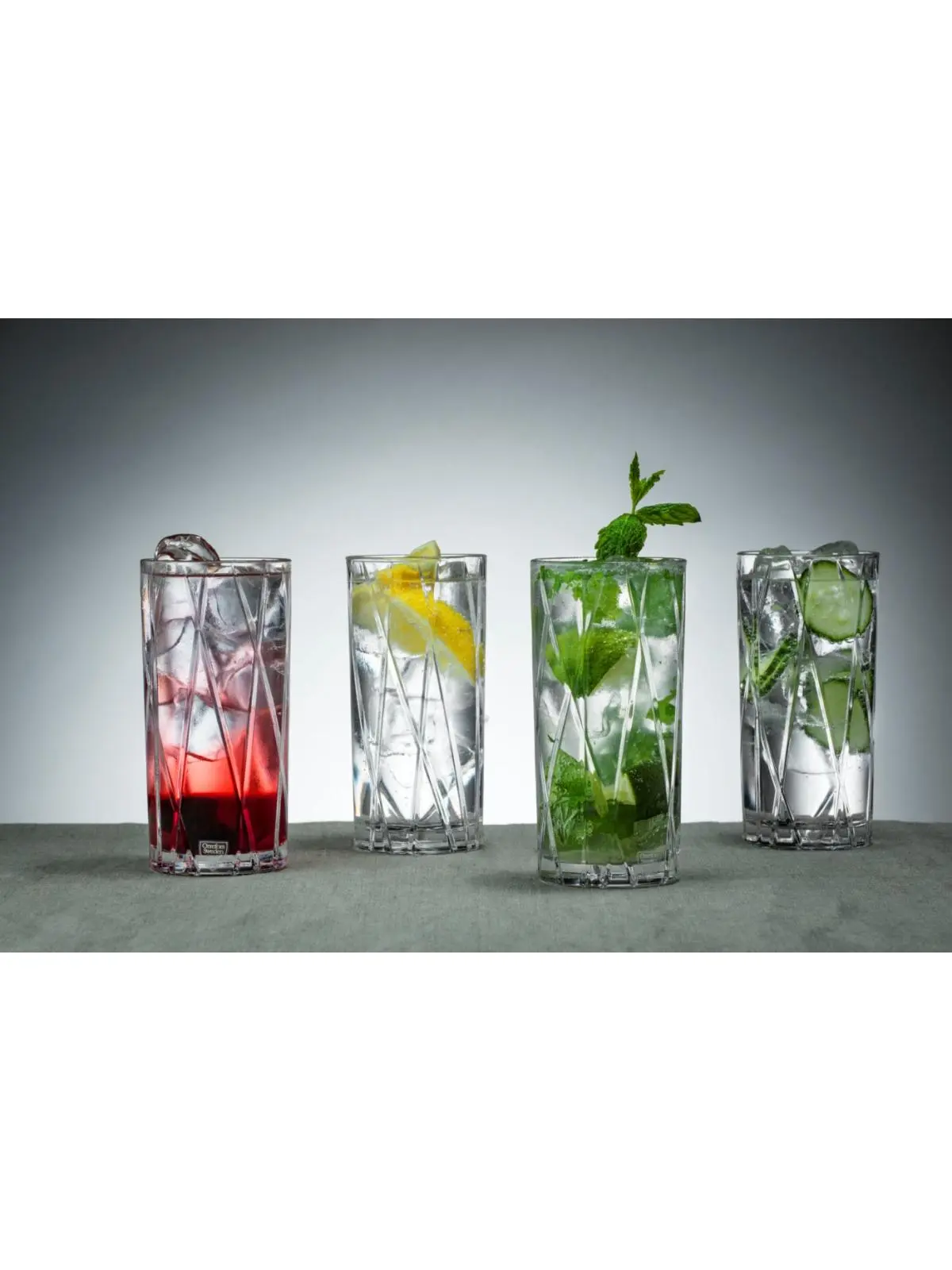 Orrefors Classic Cut Crystal Highball Glasses - 4-Piece Set, 11.56 oz Cut Crystal Glass, Bold-Masculine, Elegant-Refined Kitchen Drinkware