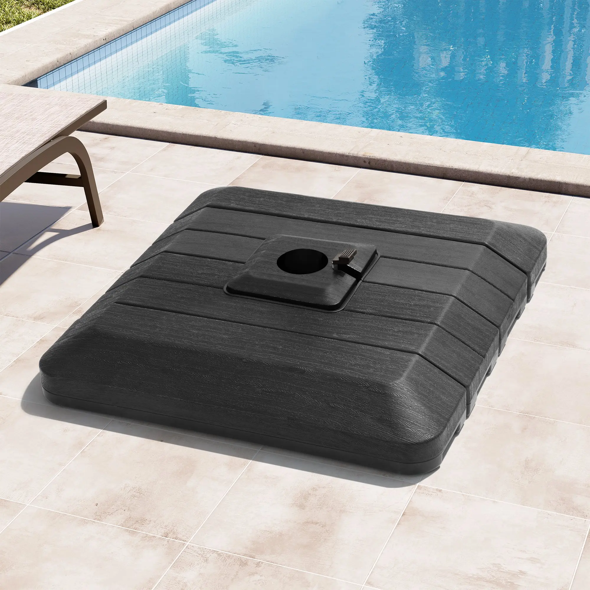 Crestlive Products 4 pcs Umbrella Base, Heavy Duty Outdoor Patio Umbrella Base with Water and Sand, Cantilever Umbrella Square Base