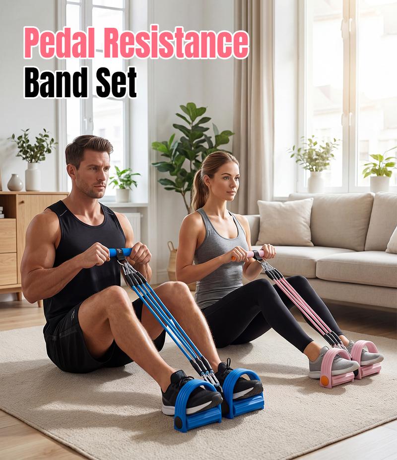 RELIFE REBUILD YOUR LIFE Pedal Resistance Bands with Handles Portable Foot Pedal Resistance Trainer for Full Body Workout Abdomen, Waist, Arms & Legs