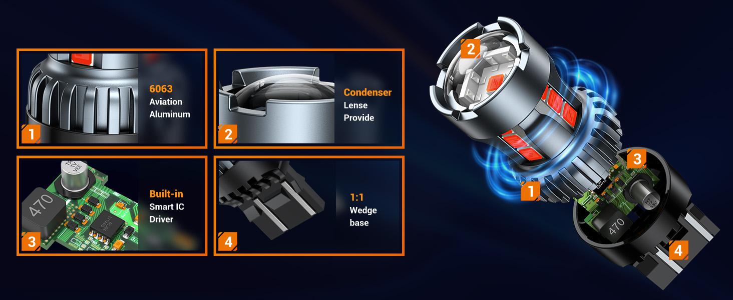 SEALIGHT 7443 7440 LED Bulb Red Brake Lights, T20 7441 7444 992 W, Projector Replacement, Pack of 2 for Tail Stop Parking and Enhanced Visibility