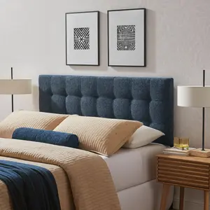 Lily Upholstered Full Size Headboard in Navy