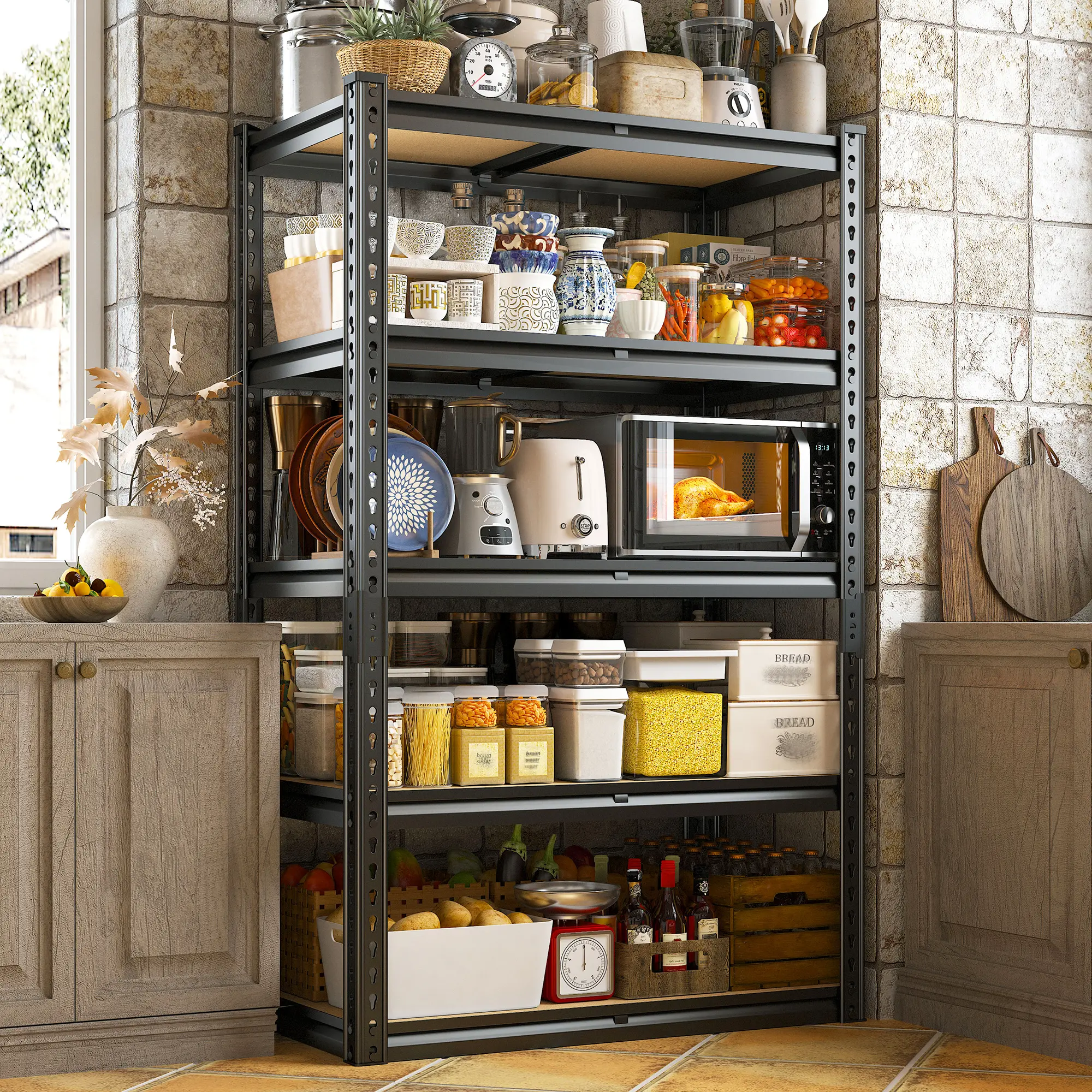 Raybee Furniture Garage Shelving Storage Shelves 5 Tier Metal Storage Shelving Unit Adjustable Garage Shelf Storage for Craft Warehouse Pantry Basement Kitchen Cabinet Organizers Organiser Racks #TikTokShopStockUp #SummerVibes,dorm essentials,home decor